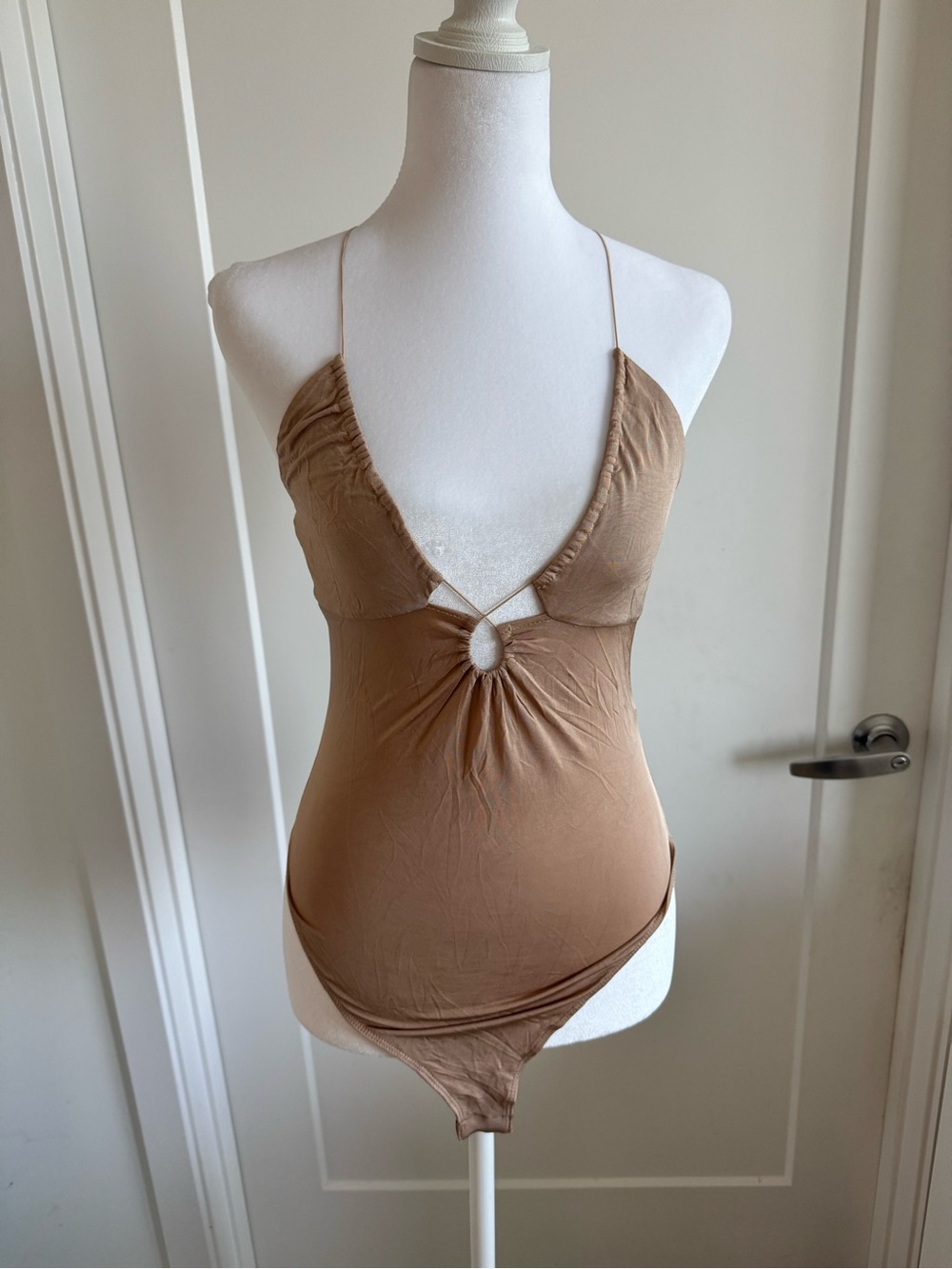 Free People Intimately- Women's Nude/Tan Ring-Front Bodysuit